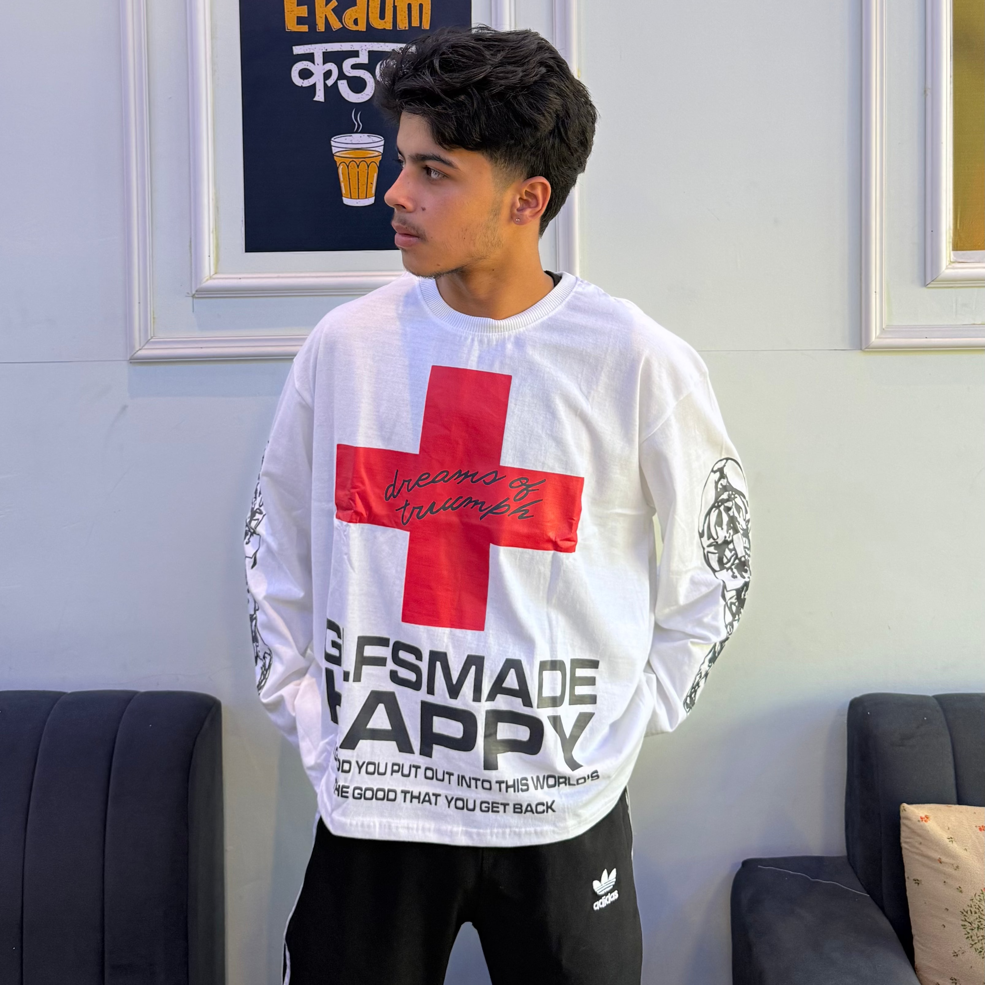 Dreams & Triumph Graphic Long-Sleeve Waffle & Boxy Fit